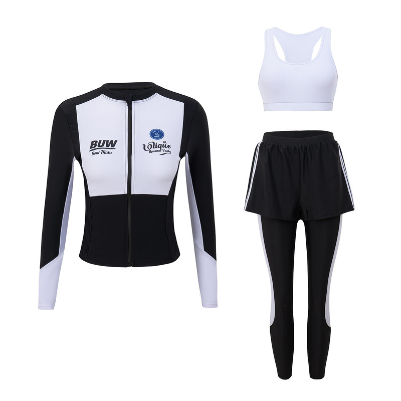 女分体长袖长裤潜水服泳衣保守