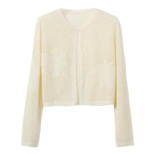 糖皮出品 繁花盛放 日本进口纱线 精致镂空 夏季短款花朵针织开衫