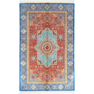 天匠手工真丝地毯土耳其手工丝毯欧式美式床尾地毯150X240cm