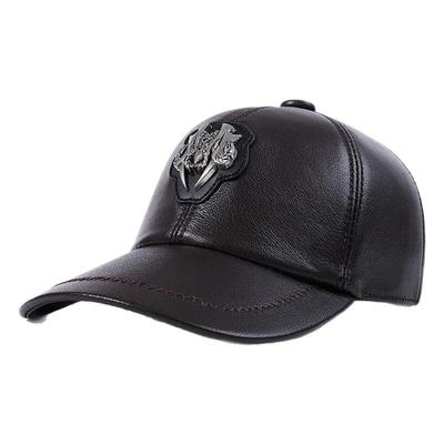 秋冬季山羊皮棒球帽男五金标鸭舌帽户外休闲