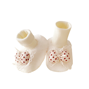 新生婴儿鞋袜秋冬不掉0-1岁小月龄男女宝宝加绒加厚保暖软底鞋子