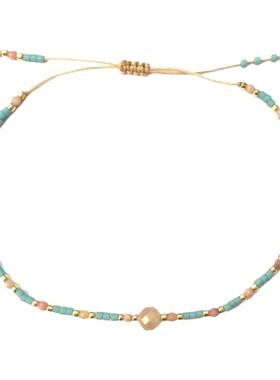 vikiko半宝石红纹女生细手链绳