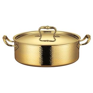 不锈钢加厚火锅三层钢欧式锤纹锅清汤鸳鸯锅家用燃气灶电磁炉通用