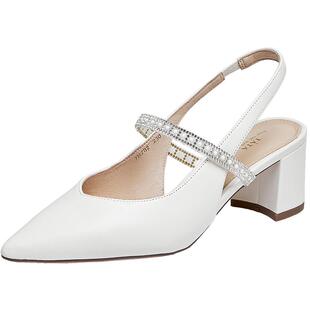 Tata他她一字带高跟鞋包头粗跟凉鞋女复古单鞋夏新款百搭7RZ02BH4