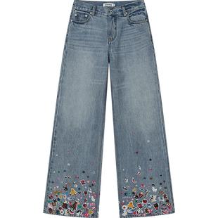 UOOYAA/乌丫2025春季新款「贴贴纸」牛仔裤