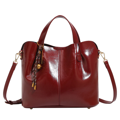 香港品牌红色新娘包通勤托特包女