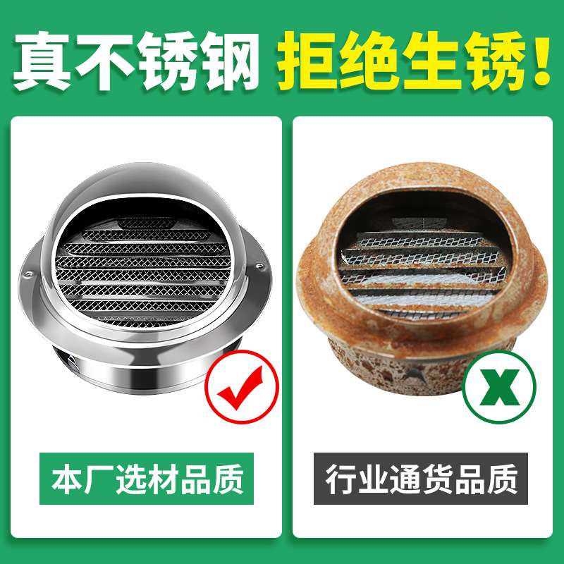 厨房外墙防雨帽透气帽穿墙新风风口排风罩油烟机排烟管不锈钢风帽