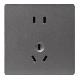 龙胜开关86型超薄哑光面板家用墙壁插座16A空调错位五孔套装Q25灰