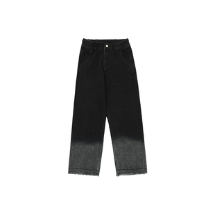 BODYDREAM水洗牛仔裤男层次感褪色裤子宽松直筒裤/渐变破坏毛边