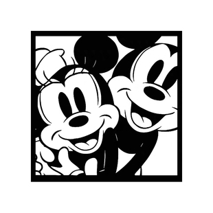 PVC可擦洗米奇米妮入户门垫黑白正方形皮革玄关地垫 懒人免洗家用