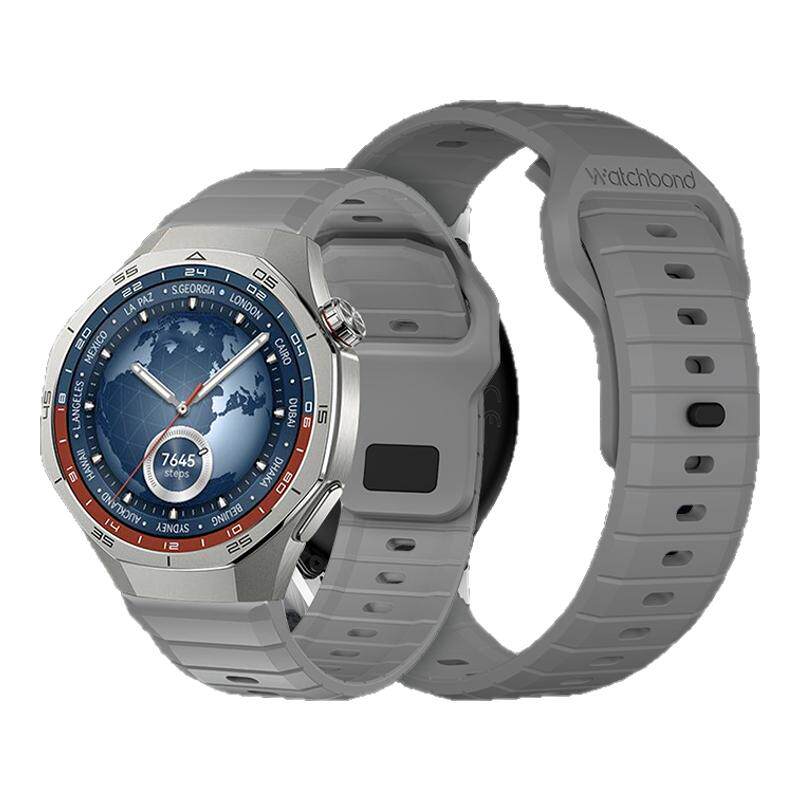适用华为gt5pro氟橡胶watch5手表带watchgt5新年红钛空版腕表GT4智能gt3运动2e男女buds专用手链替换配件腕带