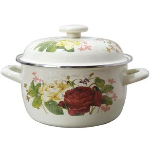 加厚珐琅搪瓷锅汤锅双耳猪油罐家用盆子碗带盖奶锅老式厨房装油盆