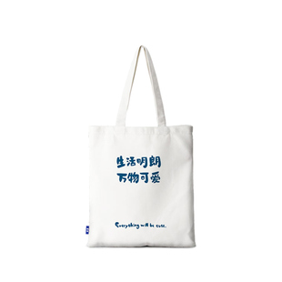原创万物可爱文字帆布包复古文艺百搭单肩包环保布袋小号带拉链W