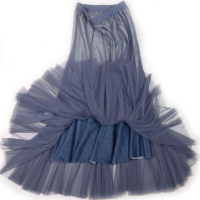 亮丝长款A字裙高腰显瘦遮胯网纱