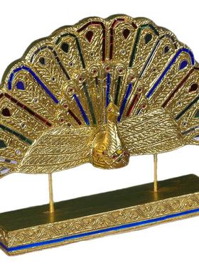 东南亚风格木雕摆件孔雀开屏