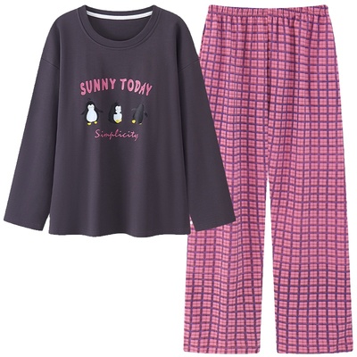 【浪莎】纯棉带胸垫睡衣女长袖