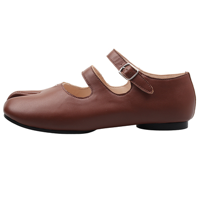 开怀依足tabi分趾鞋全皮平底玛丽珍复古芭蕾舞鞋头层羊皮猪蹄单鞋