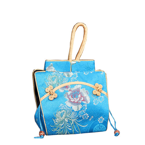 中国风特色丝绸旅游纪念礼品 晚宴聚会配旗袍国潮织锦手拎女包