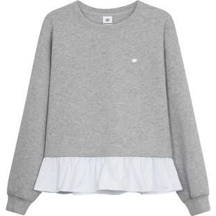 杰茜莱春秋季新款女装时尚灰色拼接假两件卫衣上衣女潮 jessyline