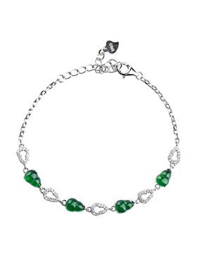 翡翠葫芦手链天然玉石纯银饰品