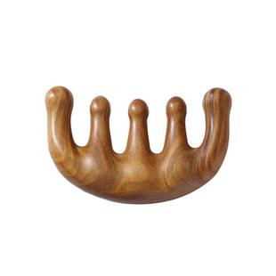 绿檀木头皮按摩梳子多功能大五齿刮痧器脱发男女按摩头部经络梳防