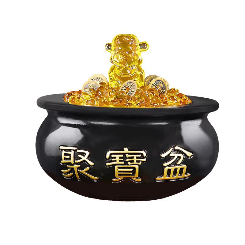 曜石色聚宝盆招财摆件乔迁礼品