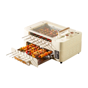 川简烤串机全自动旋转煎烤涮一体锅电烤盘家用无烟烤肉串盘烧烤炉