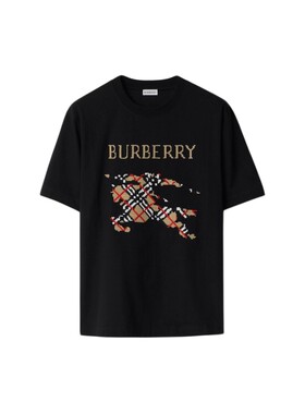 马术骑士徽标棉质T恤衫BURBERRY