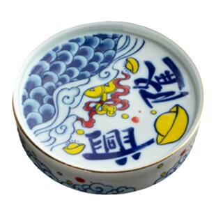 国潮风醒狮龙纹杯垫 陶瓷方形圆形盖置茶托杯托茶垫茶具茶道配件