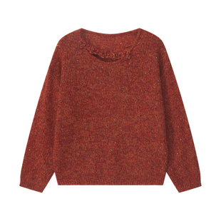 艾文文IRIS梨花落2025新款女士毛衣内搭冬款显瘦上衣花纱针织衫