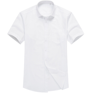 衬衫男长袖商务正装中年宽松纯白色全棉免烫抗皱职装上班短袖半袖