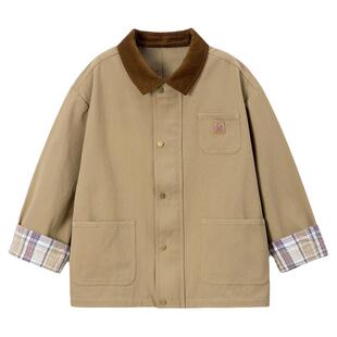 【100%纯棉】男童外套儿童上衣男孩巴恩风夹克春秋装中大童底特律