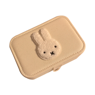 可爱兔子首饰盒女便携大容量旅行耳环戒指项链手饰品收纳盒小型