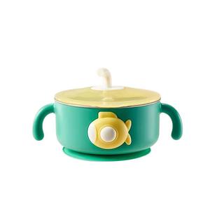 婴幼儿辅食碗宝宝专用吸管勺儿童防烫全套餐具吸盘保温不锈钢316L