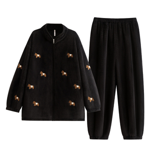 悦内睡衣男士冬季法兰绒加厚加绒珊瑚绒保暖家居服男款高品质套装