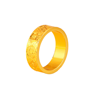 2025新款镀黄金色爆闪吉言碎碎冰戒指女小众设计感轻奢闭口食指戒