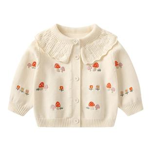 婴儿毛衣套装春装新款女宝宝针织开衫纱纱裙公主三件套加厚春秋款