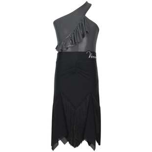 薇妮拉丁舞裙女童新款夏季分体露背高级流苏练功服表演考级舞蹈服