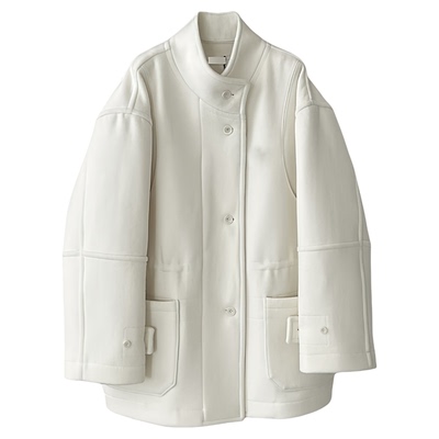 秒发！et*os立领羊毛大衣韩国设计师25冬口袋单排扣宽松呢外套女