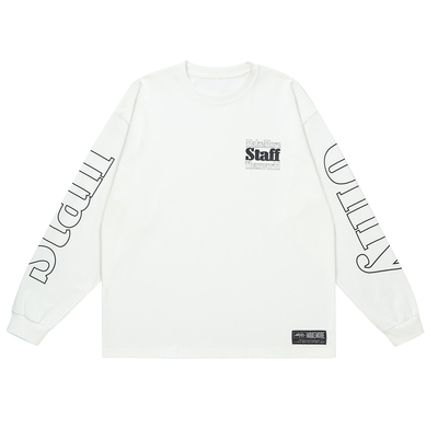 Makemore镂空字母黑色长袖t恤男