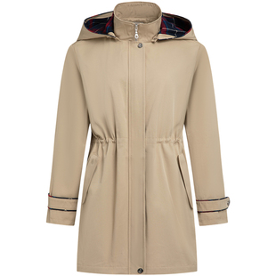 【挺括易打理】暇步士女装春季可拆卸帽收腰中长款休闲风衣外套女