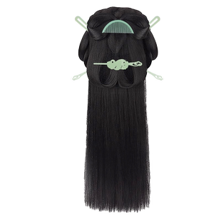 战国袍假发发饰魏晋风发髻古风头饰汉服假发古装一体式发包马面裙