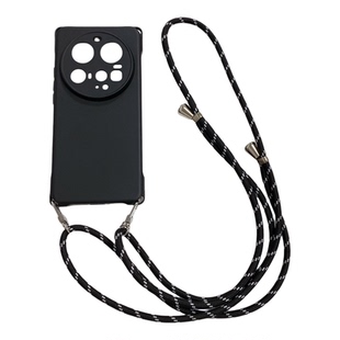 适用小米15Ultra小米13四角开孔手机壳透明tpu斜挎挂绳小米15Ultra新款纯色高级全包单肩防摔情侣简约电话套