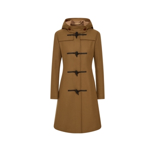 【含羊毛】Scofield女装英伦学院风连帽牛角扣大衣2025冬季新品