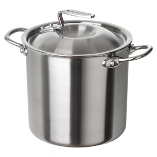 霜山443不锈钢双耳汤锅深型带盖卤肉锅汤桶家用关东煮锅15cm炖锅