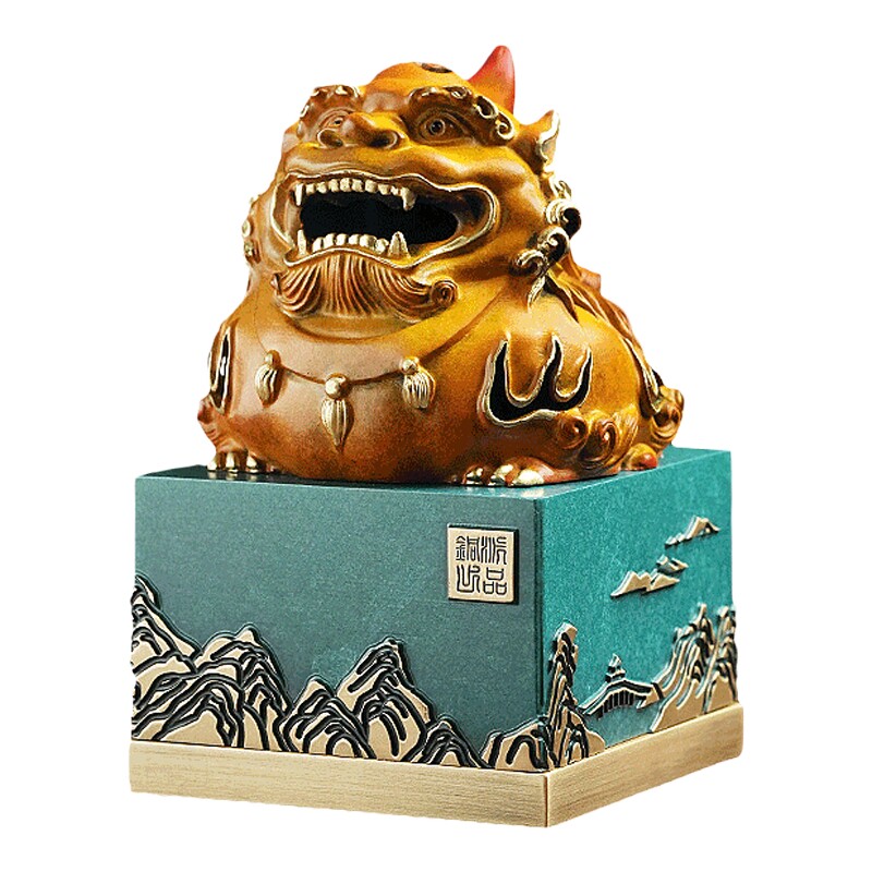 铜香炉铜金狮玉玺香炉仿古家用