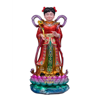 树脂铜彩金童玉女神像客厅摆件