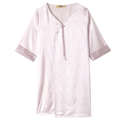 美标真丝素绉缎七分袖睡裙