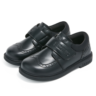 泰兰尼斯春秋新款男童皮鞋软底儿童黑色乐福鞋学生英伦风女童单鞋