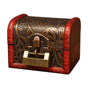 复古迷你钥匙密码盒带锁小木盒子储物收纳盒百宝箱小型饰品首饰盒